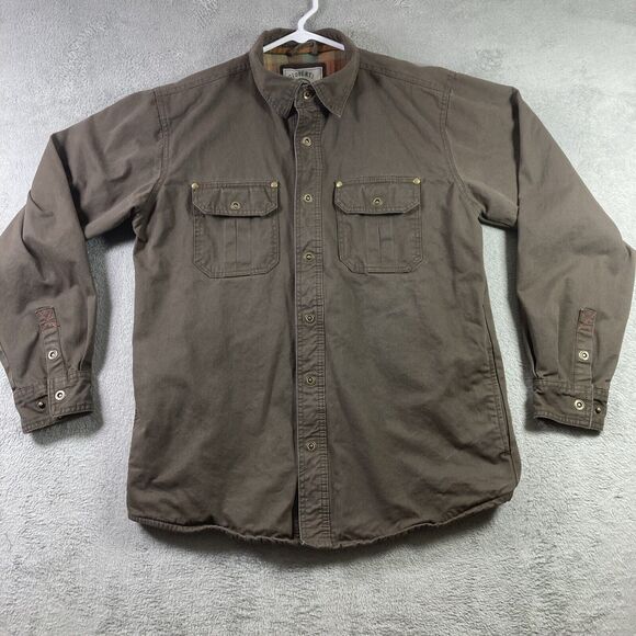 Gioberti Jacket Adult Medium Brown Snap Up Lined Outdoors Work Pockets Cotton - Picture 1 of 16